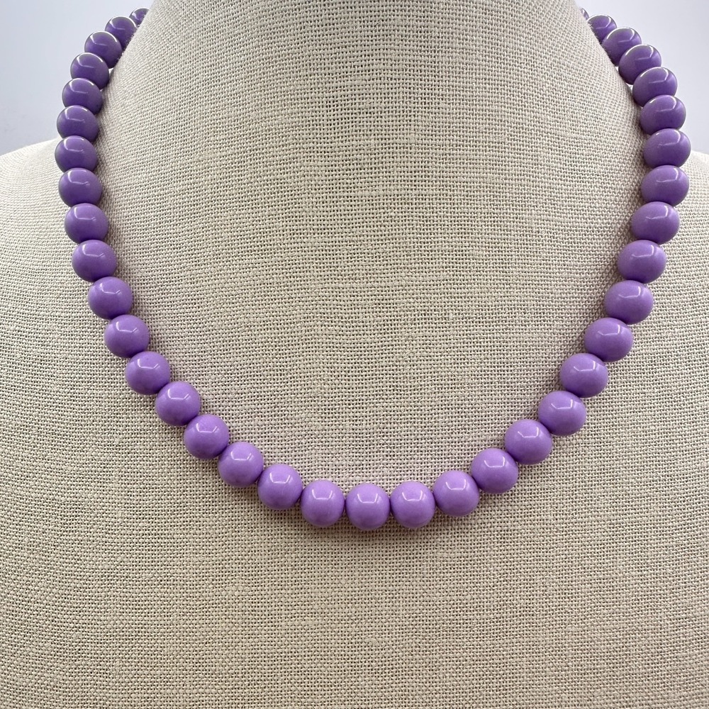 90s Chunky Purple Lucite Ball Bead Necklace Statement Jewelry